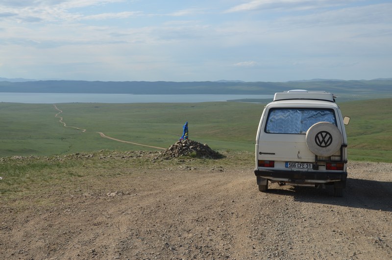russie mongolie par la route vw T3 syncro volkswagen transporter lac col balise piste